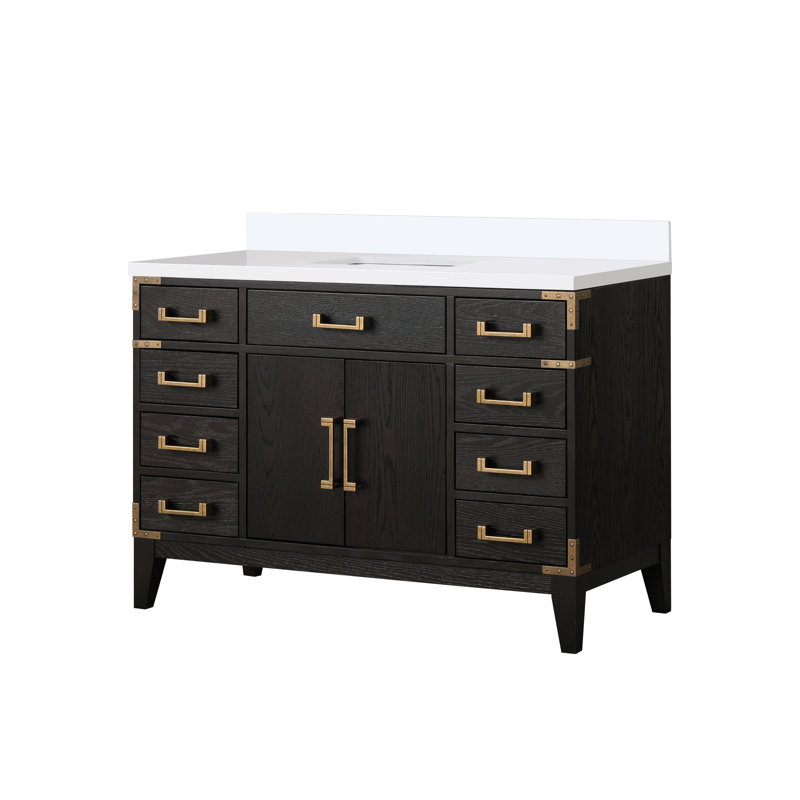 Laurel 48 in W x 22 in D Single Bath Vanity Top, White Oak, White Quartz