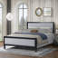 Grand lit tapissier avec tête de lit moelleuse, cadre gris et noir-2068149674