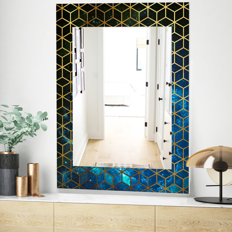 Mirror, 39.4" H x 29.5" W, Blue/Gold