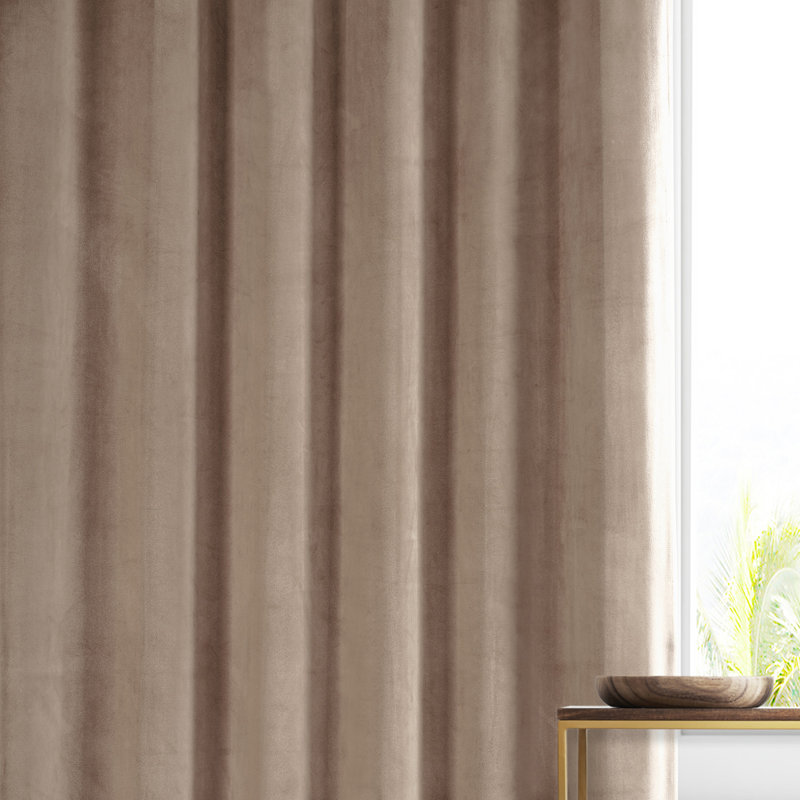 Loria Plush Velvet 100% Blackout Curtains For Bedroom, Living Room - Single Panel, 50" W x 96" L, Pashmina Taupe