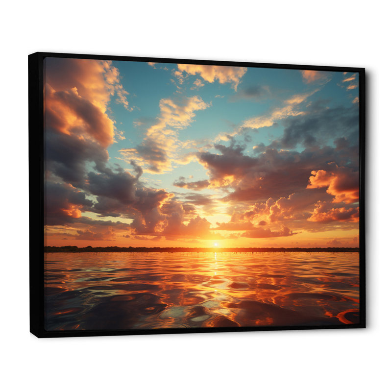 «Blue Orange Sky Sky» sur impression sur toile, H 30 po x l 40 po x P 1,5 po, Cadre flottant noir