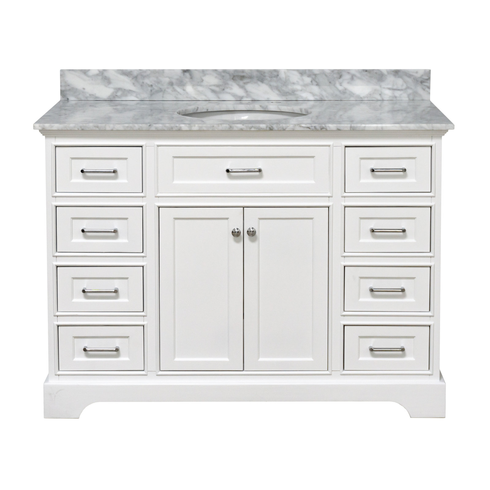 Ronnie 48'' Single Bathroom Vanity, White, Carrara Marble