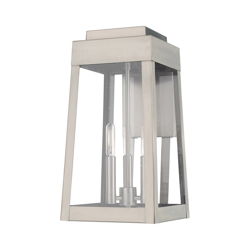 Lanterne murale d'extérieur à 3 ampoules Antionetta, H 16 po x l 8,25 po x P 9,25 po, Nickel brossé