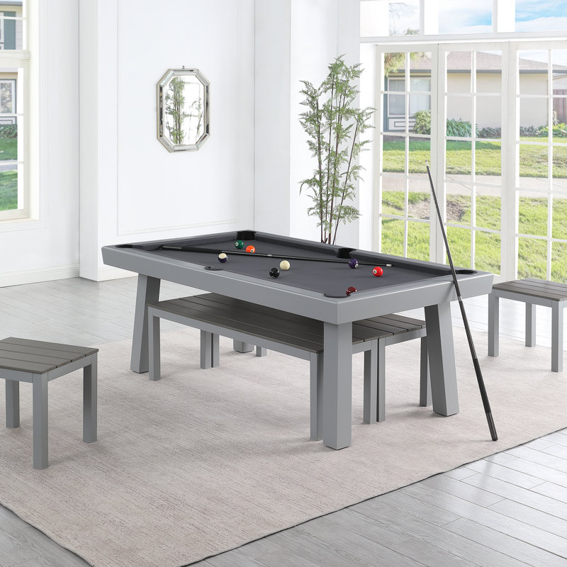 Table de salle à manger d'extérieur / d'intérieur en ardoise avec 2 bancs et accessoires Oasis, Remise en plastique l 8 pi