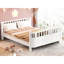 Full Size White Bed With Rails, Low Design For Easy In - And Out, Can Be Used As Daybed Profile , Pine Bed, Round Corners To