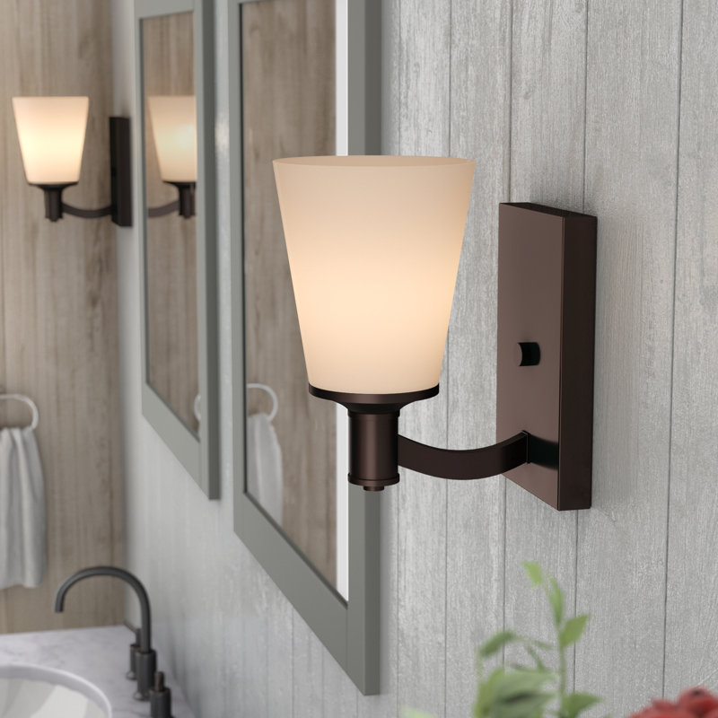 Applique murale de salle de bain 1 lumière Alejandre, Bronze forêt