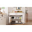 35.4" W Rolling Kitchen Island Table With Drop Leaf, On Wheels, Storage Cabinet, Drawer, Spice Towel Rack, White-1585722994