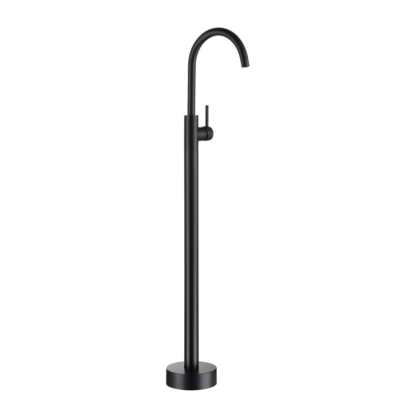 Robinet de baignoire autoportant monocommande à fixation au sol, Noir mat