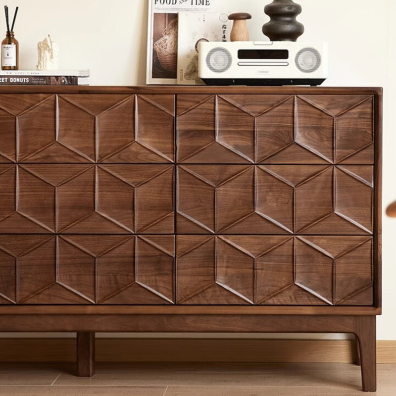 Buffet rétro sculpté, H 31,5 po x l 62,99 po x P 17,72 po
