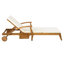 Chaise longue à roulettes pour l'extérieur en bois, coussin blanc de 2 pouces, support de 800 lb, conception peu encombrante de couleur crème réglable à 4 positions, finition résistante aux intempéries