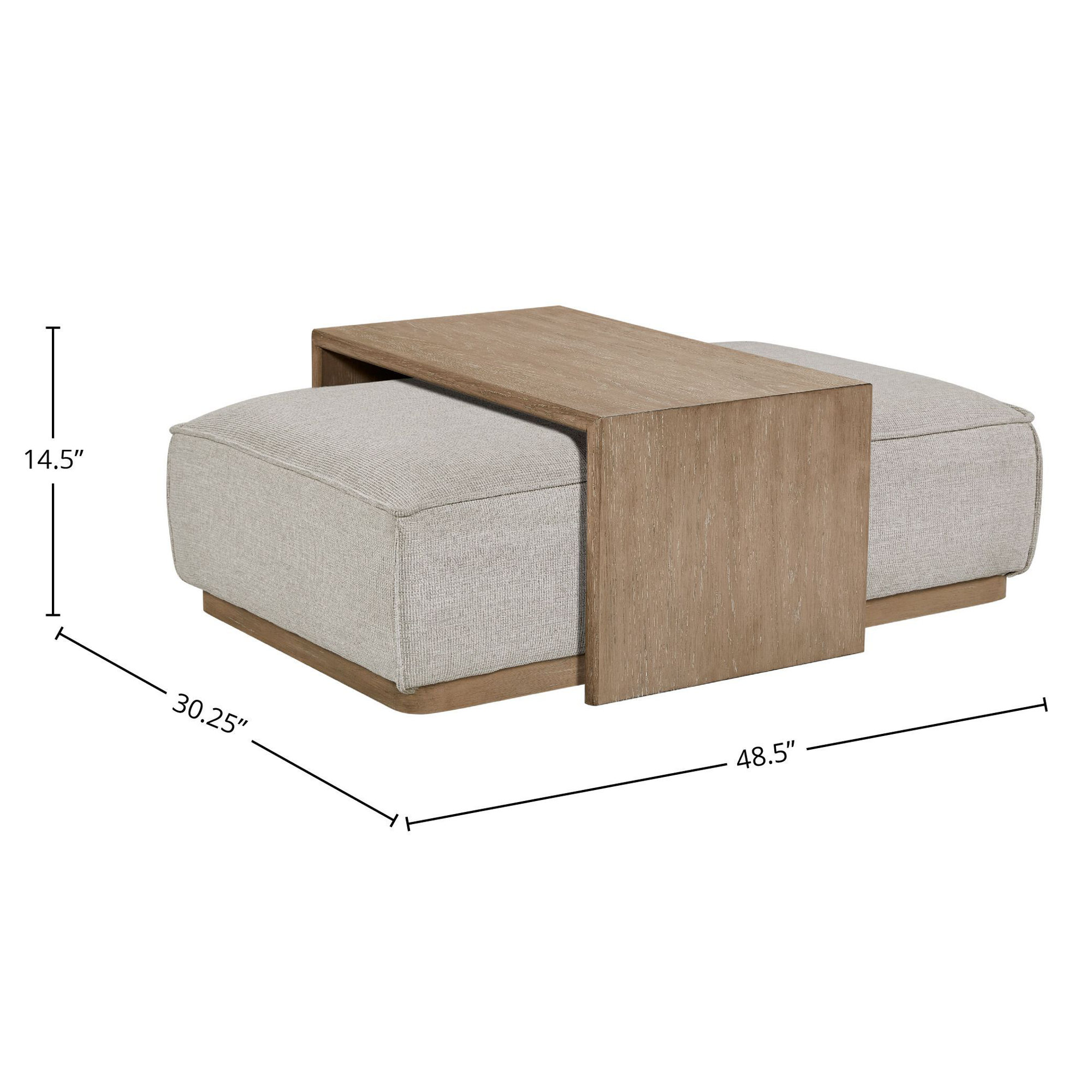 Marielle Upholstered Ottoman with Tray Table, Gray