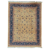 Hand Knotted Wool Oriental Area Rug in Ivory And Blue