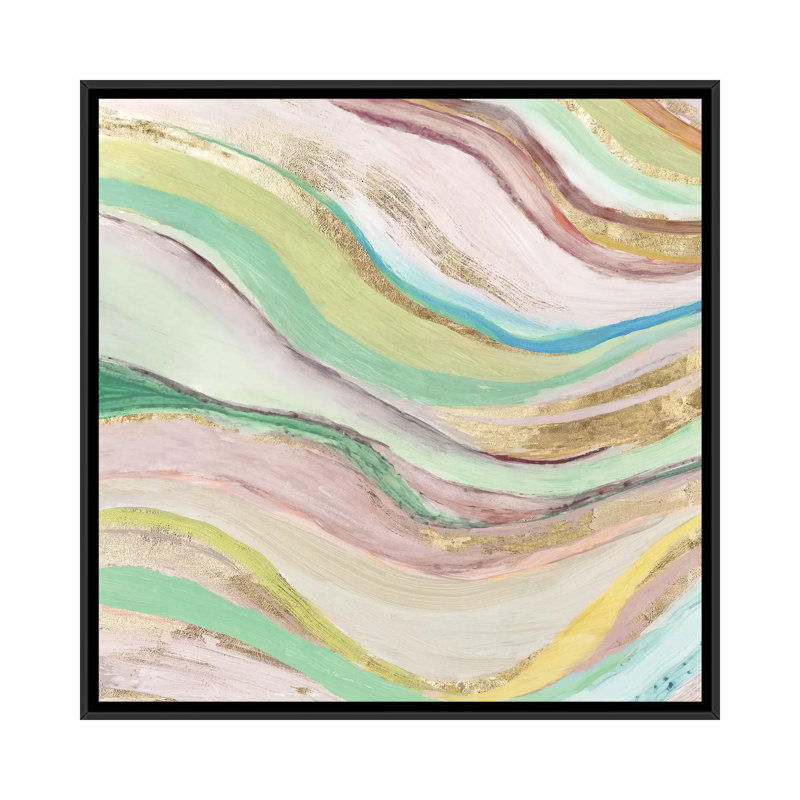 « pastels vagues i », impression sur toile, H 18 po x l 18 po x P 1,5 po, Toile avec cadre noir