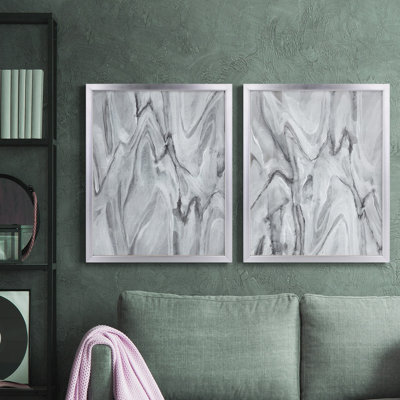 " Marbled White III " 2 - Pieces Painting Print