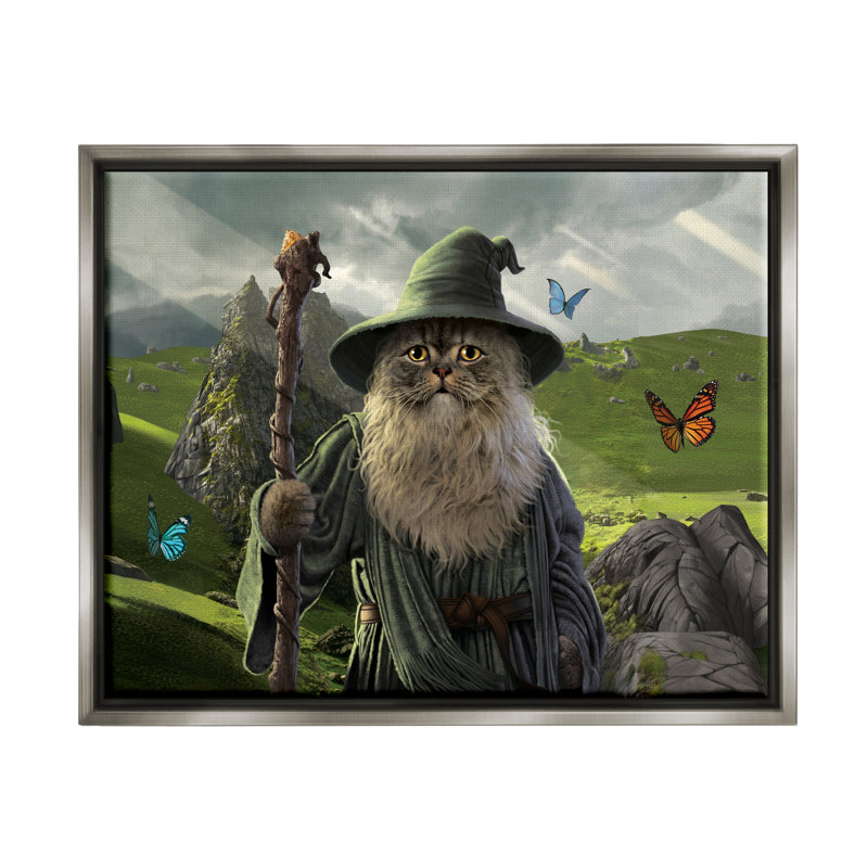 " Fantasy Wizard Scene ", 25" H x 31" W x 1.7" D, Luster Gray Floater Frame