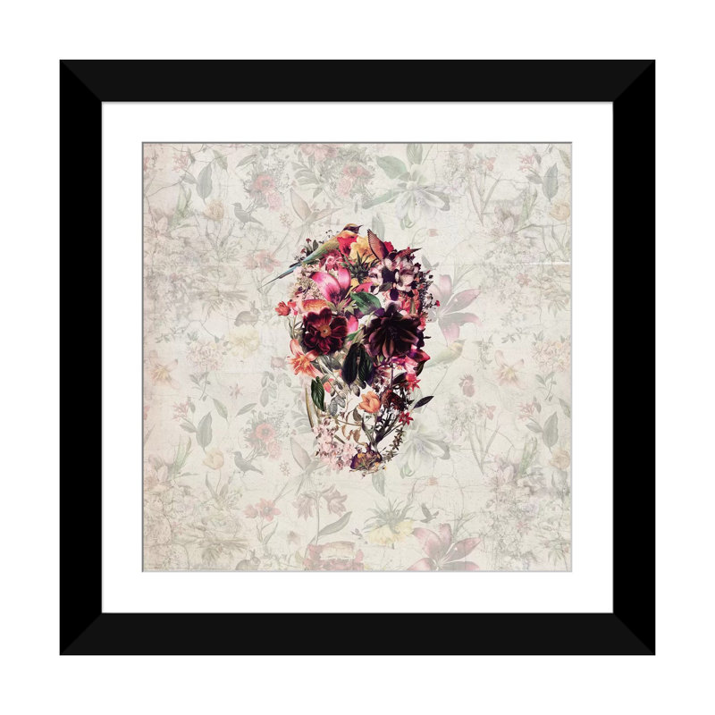 «New Skull, Square» par Ali Gulec, impression sur toile tendue, H 24 po x l 24 po x P 1 po, Papier d'art encadré noir, Blanc