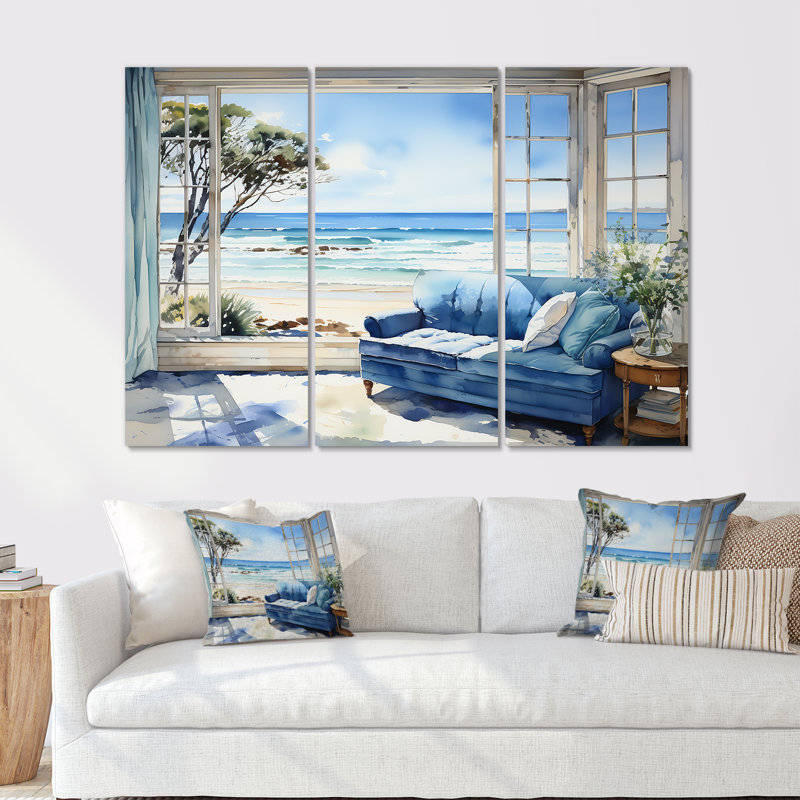 Coastal Windows Horizon III - Ensemble d'art mural fenêtres côtières, H 40 po x l 60 po x P 1 po