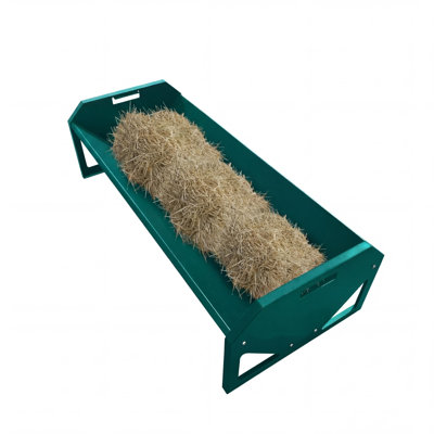 22 Gallon Capacity Livestock Feeder, 45" Hay Feeder for 10 Sheep Once, Heavy Duty Steel Livestock Feeding Trough for Horse, Goat, Sheep, Cattle, Cow, Alpaca, Dark Green