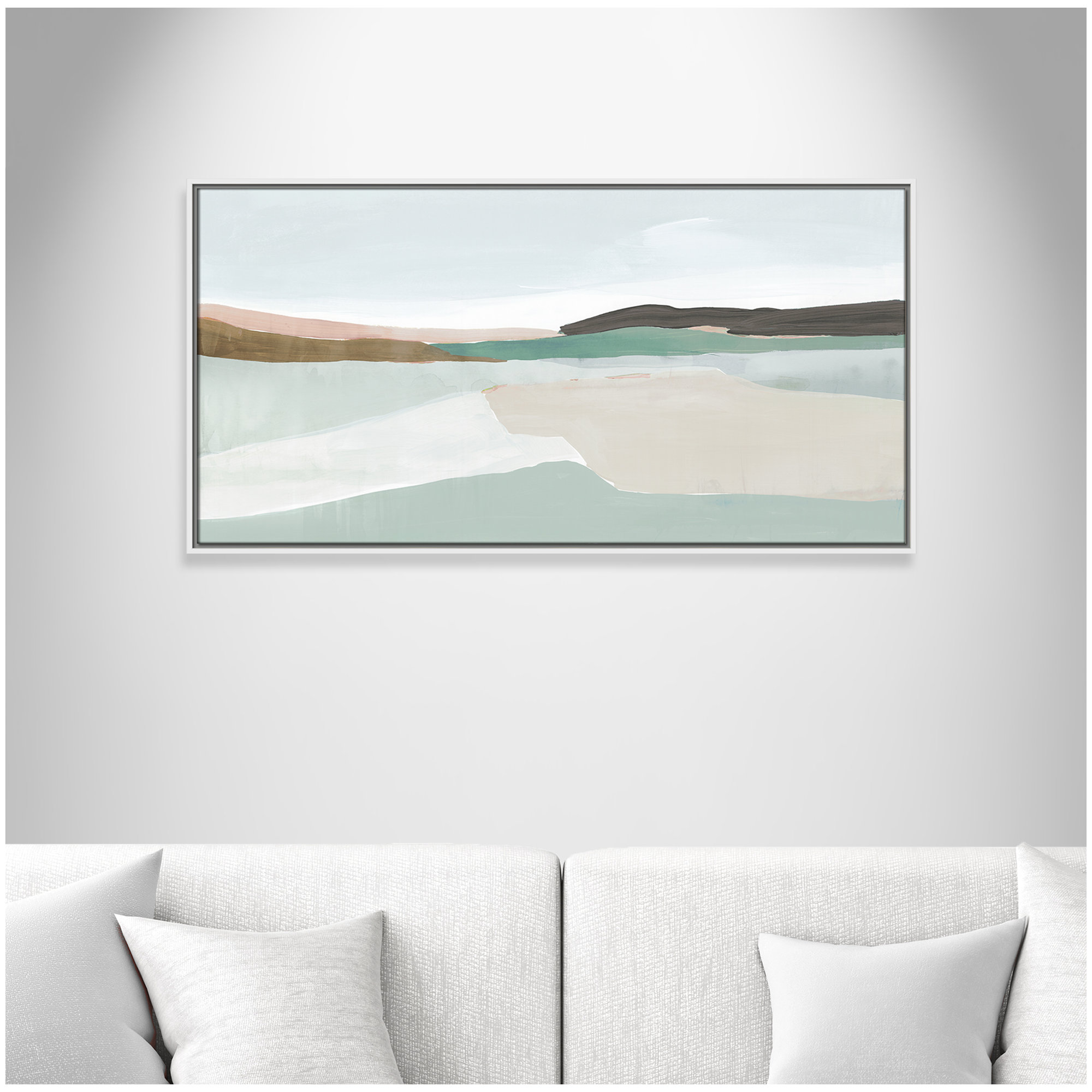Sole of the Land I Floater Frame Painting, 21.5" H x 41.5" W, White