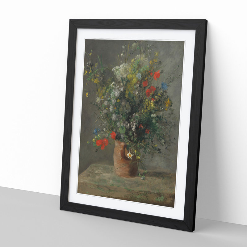 Bouquet of Flowers Vol.2 by Pierre-Auguste Renoir - Picture Frame Painting, 48cm H x 36cm W x 2cm D, Black