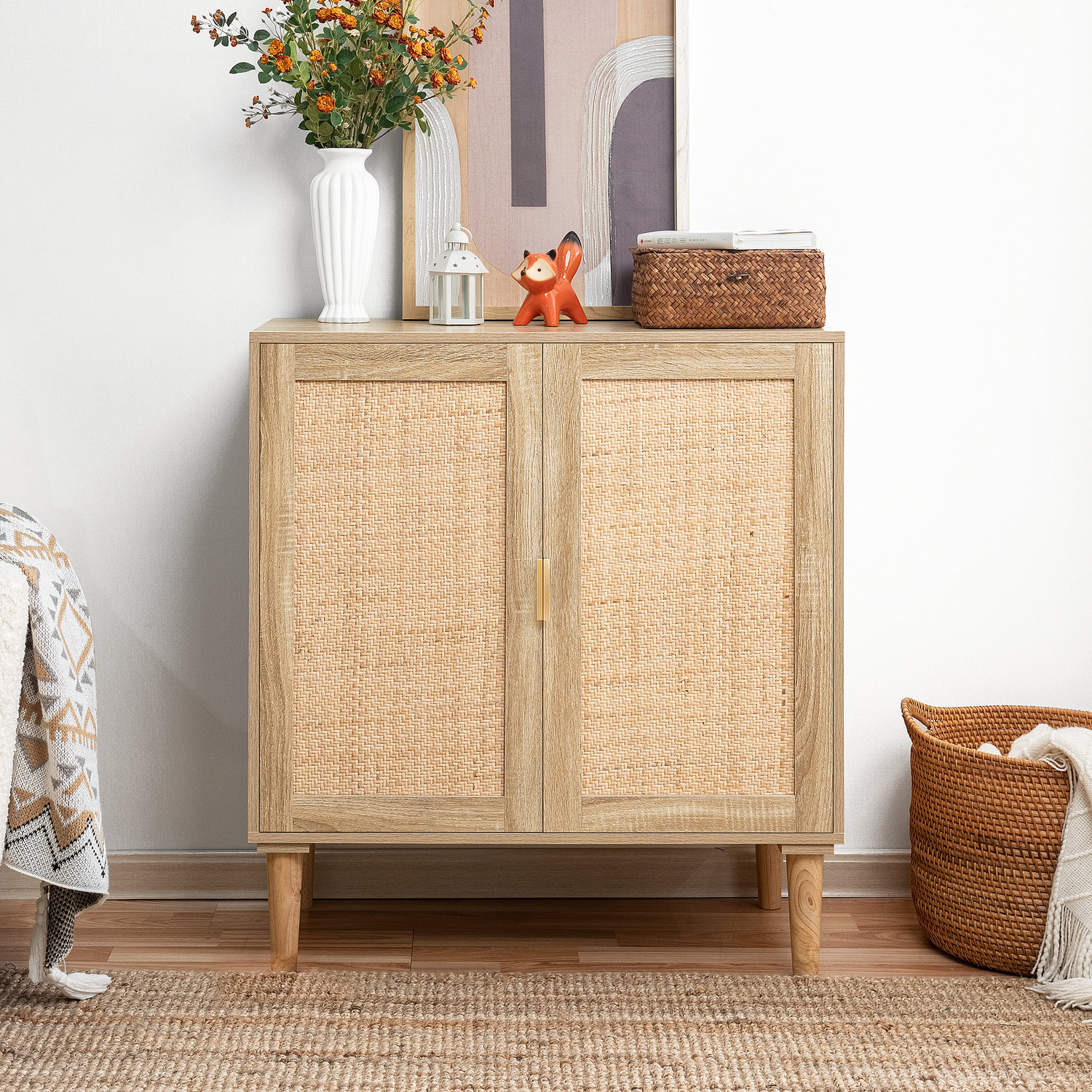 Dakota Fields Rattan Decorated Kitchen Sideboard Buffet Storage