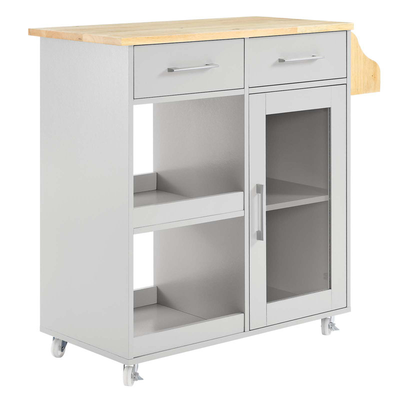 Modway Culinary Kitchen Cart With Spice Rack, Light Gray