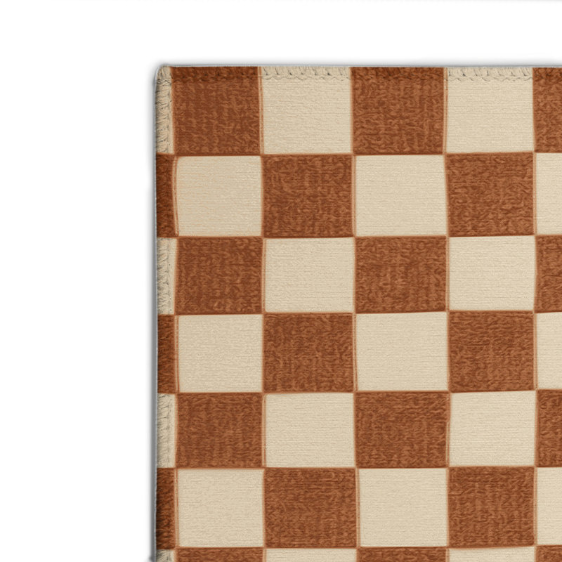 Tapis d'intérieur et d'extérieur à carreaux brun, Rectangle 4pi x 6 pi
