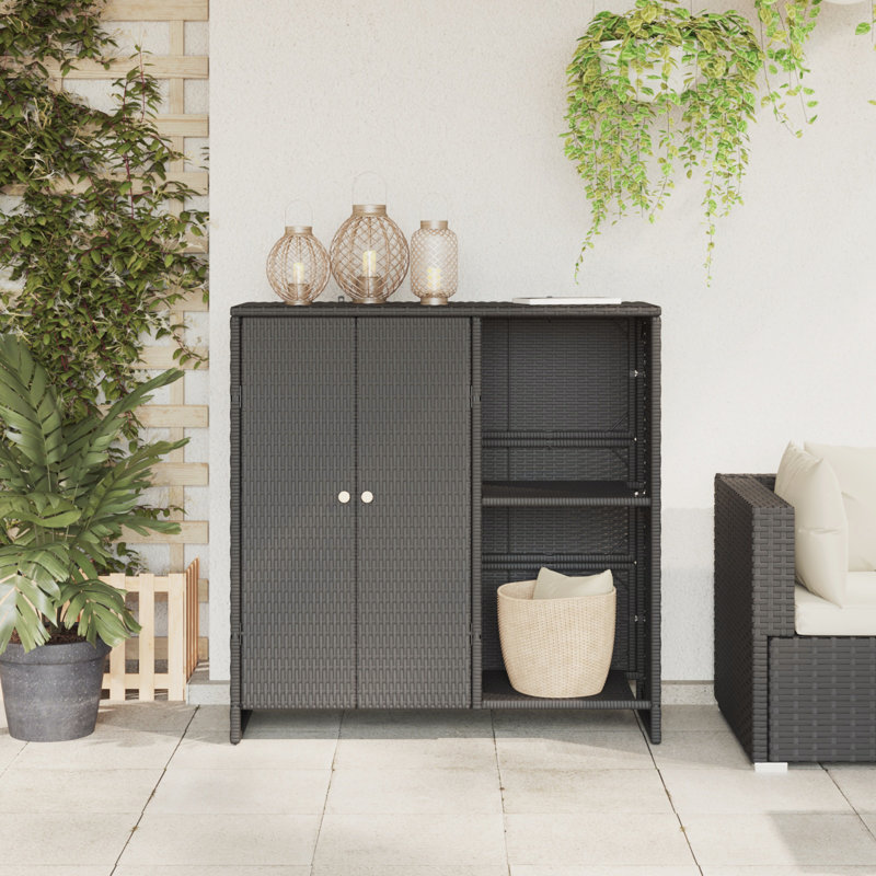  Armoire de rangement en rotin noir 39,4 x 14,2 x 40,2 po
