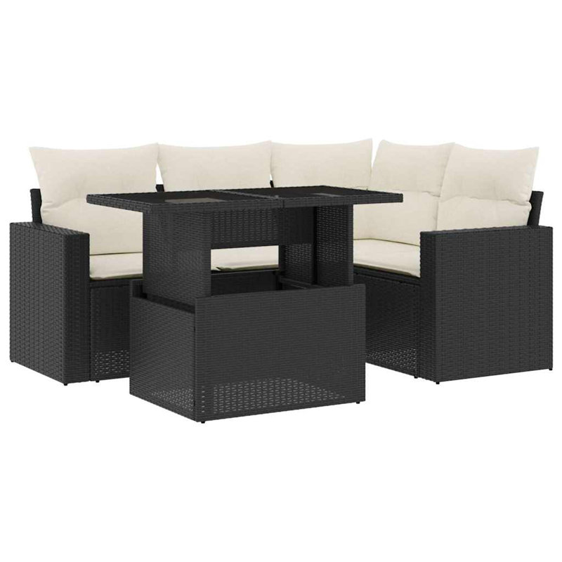 Ensemble de canapé de jardin Vidaxl noir, blanc crème