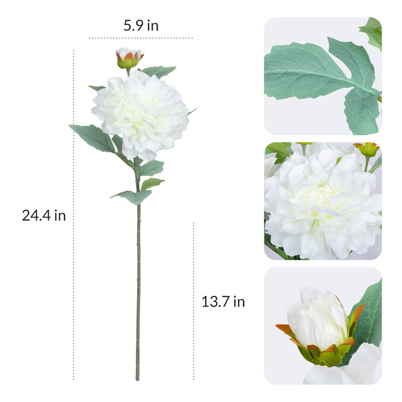 Dahlia arrangement floral blanc (ensemble de 3), Blanc