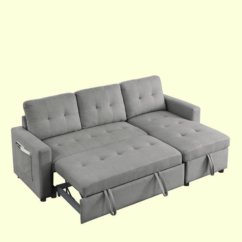 Canapé-lit à accoudoirs carrés 78,5 po, 100 % polyester gris