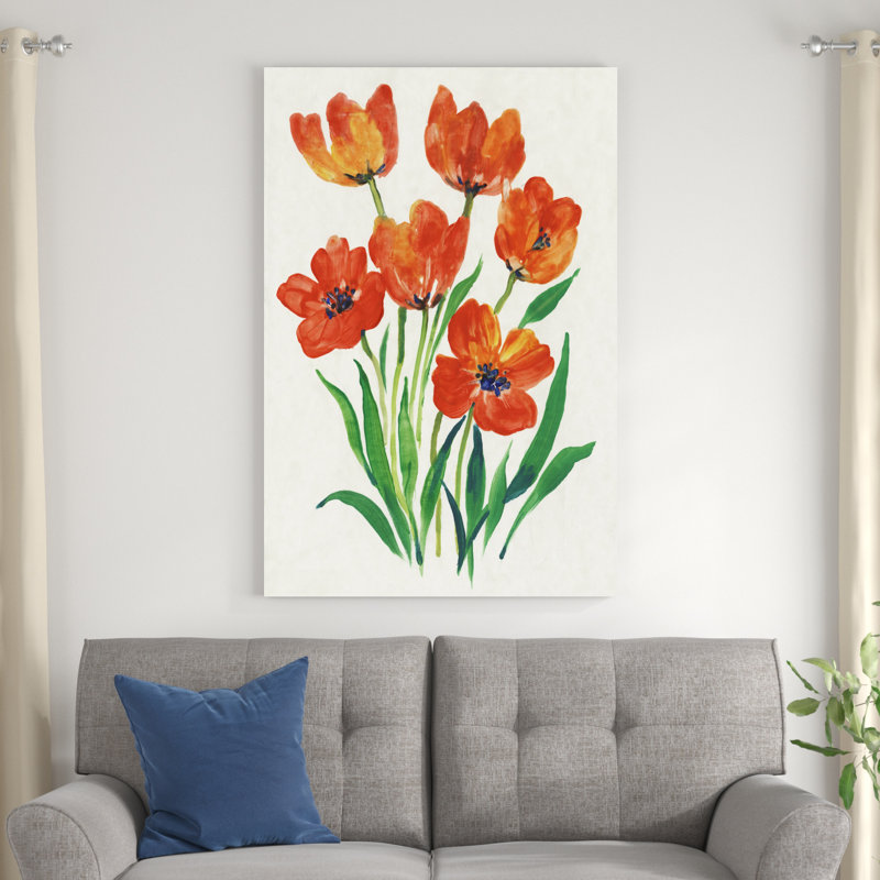 Tulipes rouges en fleurs II, H 48 po x l 32 po x P 1 po