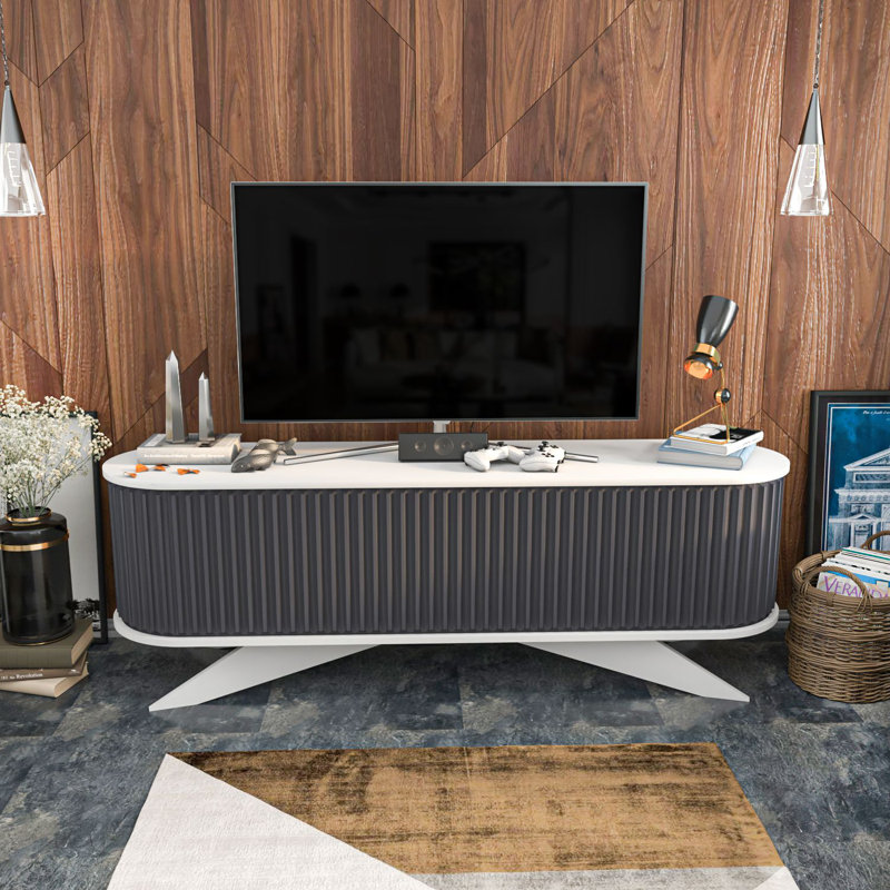 Adlie TV Stand for TVs up to 78", White/Anthracite