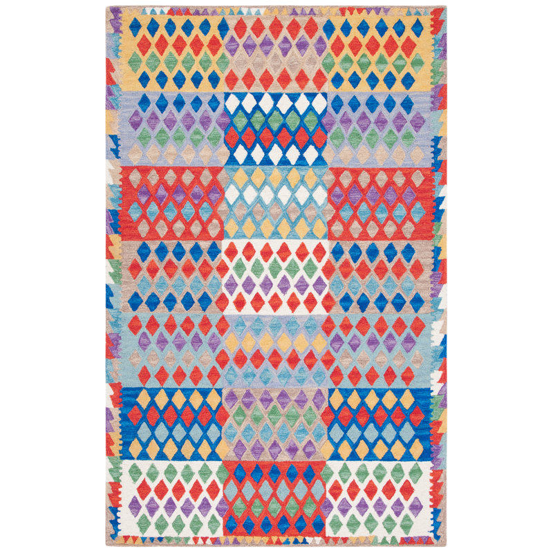 Tapis rouge / bleu Horwich 406, Rectangle de 5 pi x 8 pi