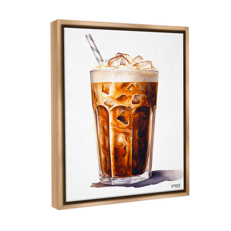 "Swirled Iced Coffee" par RB sur toile, Cadre flottant orme Montalcino, H 31 po x l 25 po