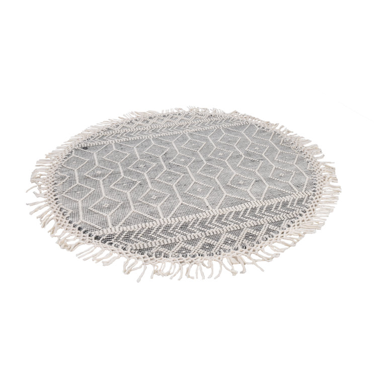 Macrame Geometric Hand Woven Flatweave Area Rug