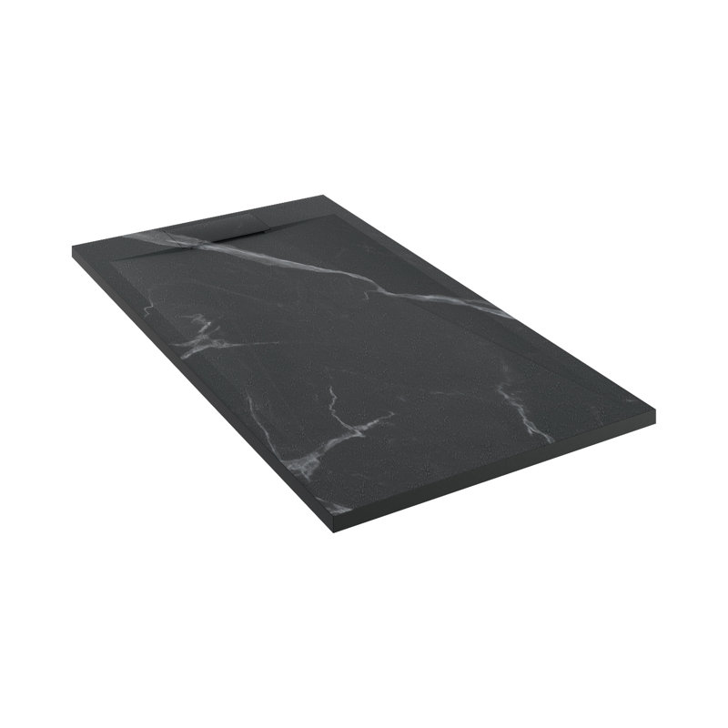 Base de douche A&E Bath Saul L 60 po x l 32 po x H 1 po SMC avec finition en marbre, Noir