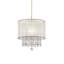 21 po de hauteur plafonnier «Bhavya» avec finition or et accents de cristal, abat-jour blanc