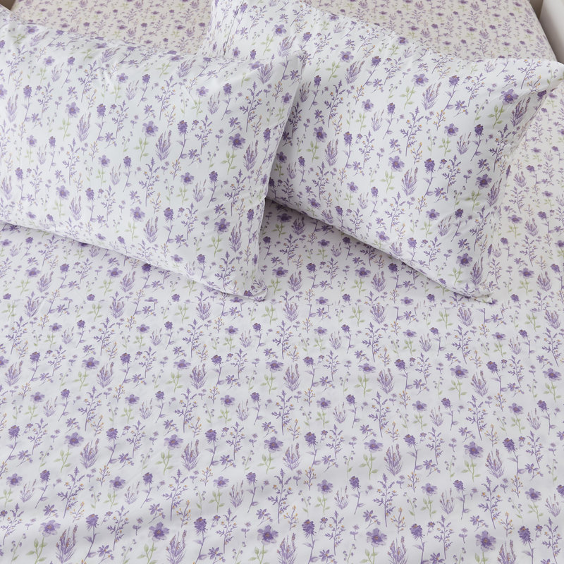 Lavender Floral Twin Microfiber Sheet Set