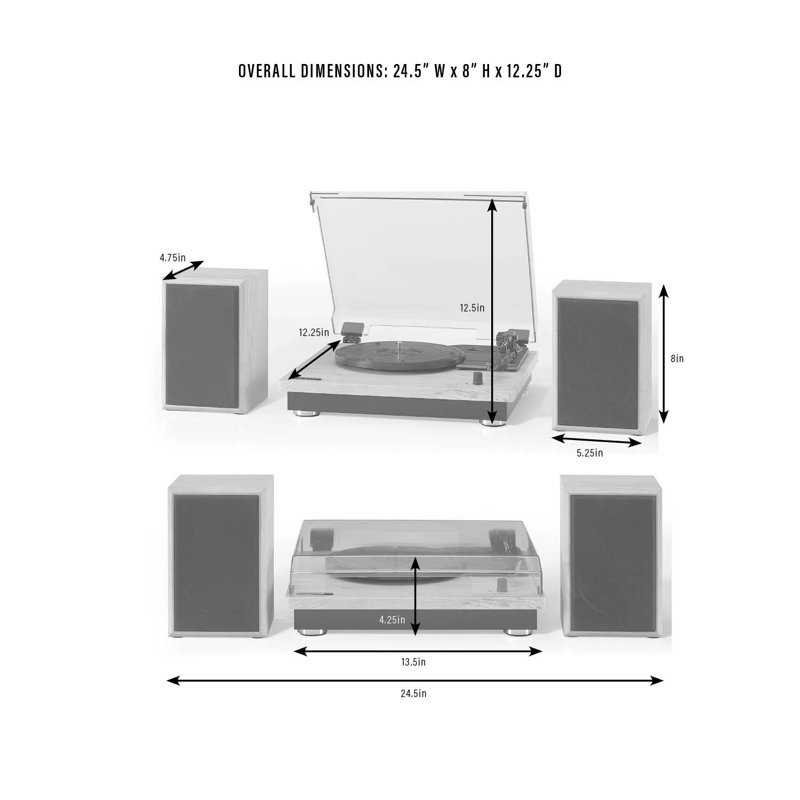 3 - Speed Turntable Decorative Record Player with Bluetooth