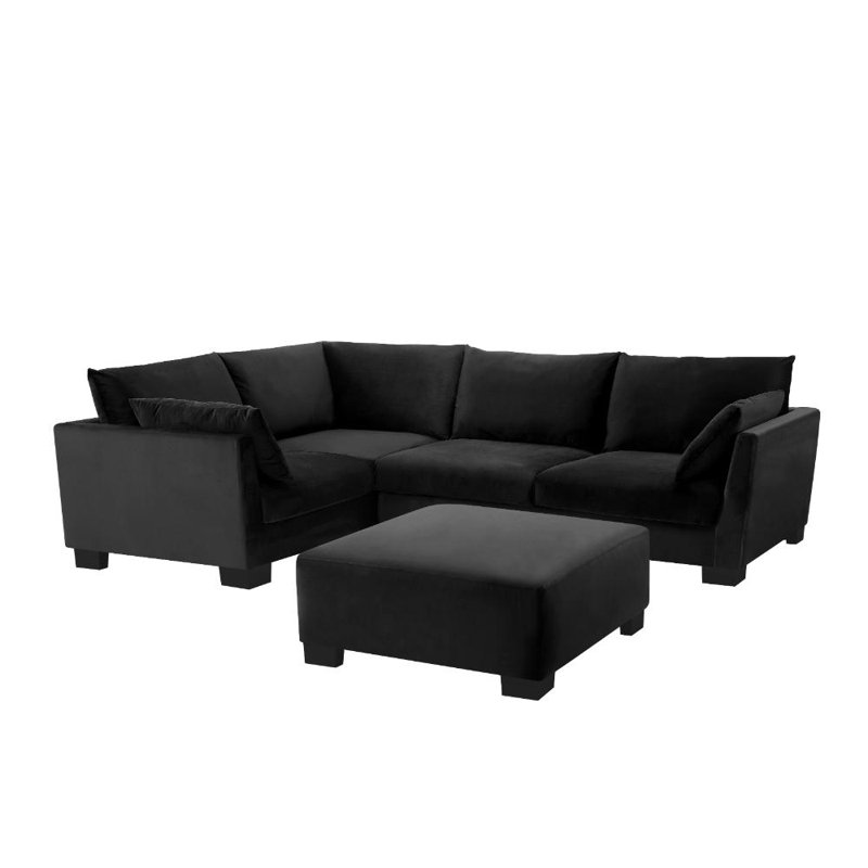 Cenko 5 Seater Sofa, Black Velvet