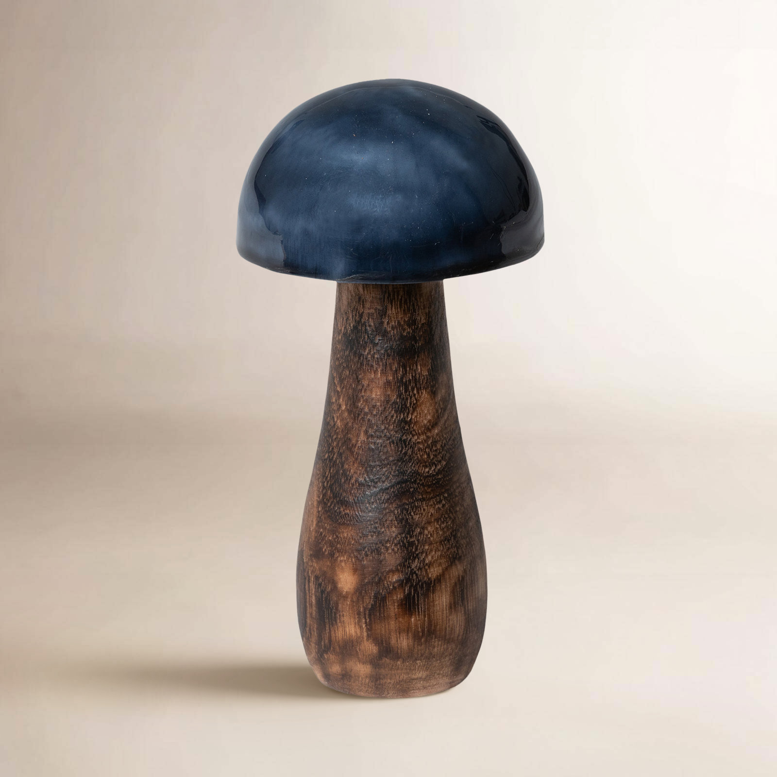 Mushroom Holiday Accent, 5" H x 2.5" W x 2.5" D, Brown/Blue