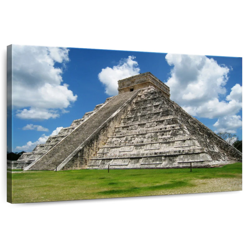 Ancient Mayan Temple, 26" H x 39" W