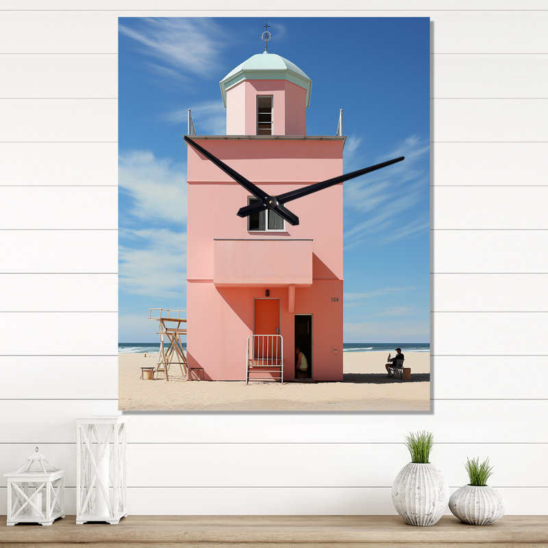 Maison d'été rose sur Miami Beach - Horloges murales Beach, Petit