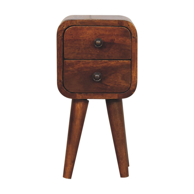 Gelsomina 20cm W Solid Wood Bedside Table, Dark Brown