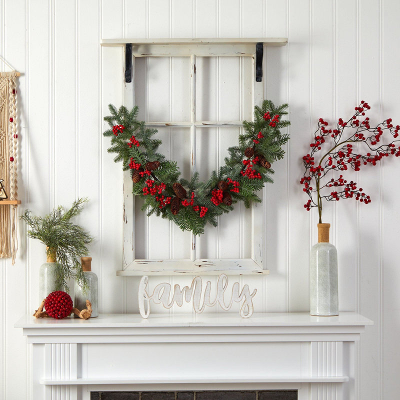 Pines, Red Berries and Pinecones Christmas Garland