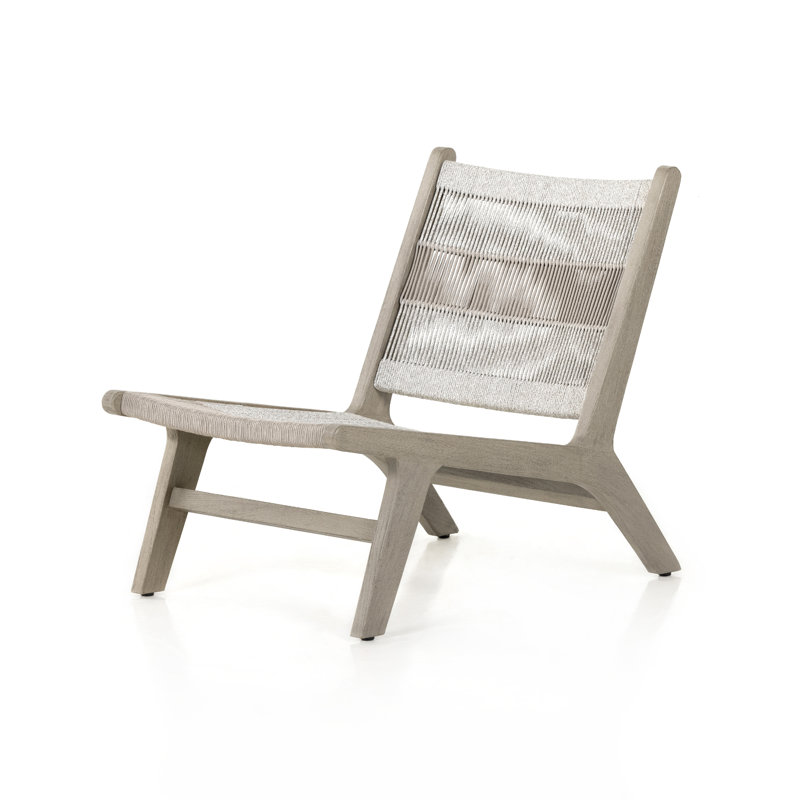 Julian Outdoor Teak Lounge Chair, Heathered Gray Rope, Weathered Gray