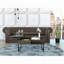 Table basse à plateau relevable avec tablettes latérales doubles ouvertes - espresso / onyx