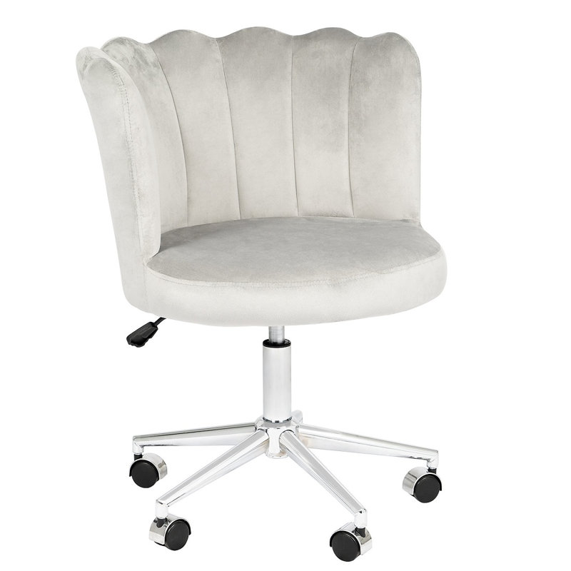 Fauteuil de coiffeuse Alana avec pivot à 360 degrés, siège de bureau à hauteur réglable et empattement, Gris froid