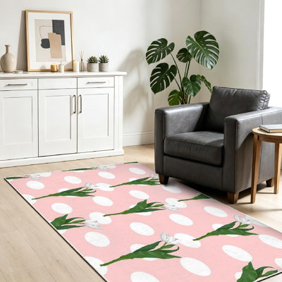 Clear Machine Washable,Seamless Polka Dots Art Indoor Area Rug